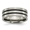 thumbnail image 1 of 8 mm Titanium Enameled Grooved Flat Polished Band, Size 12.5, 1 of 1