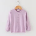 thumbnail image 3 of Baywell Baby Girl's Crewneck Lightweight Button-up Cardigan Cotton Knit Sweater Casual Cute Outerwear Purple 12M-6Y, 3 of 3