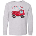 thumbnail image 3 of Inktastic Valentine Fire Truck with Cute Dalmatian and Hearts Long Sleeve Youth T-Shirt, 3 of 5