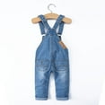thumbnail image 2 of KIDSCOOL SPACE Little Girl Boy Denim Overalls,Toddler Little Kids Workwear Pants,Light Blue,6-7 Years, 2 of 9