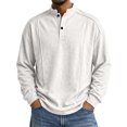 thumbnail image 2 of Long Sleeve Henley Shirts For Men Casual Button Down Shirt Golf Pullover V Neck Stand Collar Fashion Fall Sweatshirt Light Gray 3XL, 2 of 6