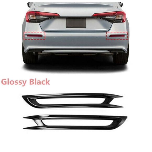 2P Glossy Black Rear Fog Lamp Bumper Cover Trim for Honda for Civic 2022 - 2024-