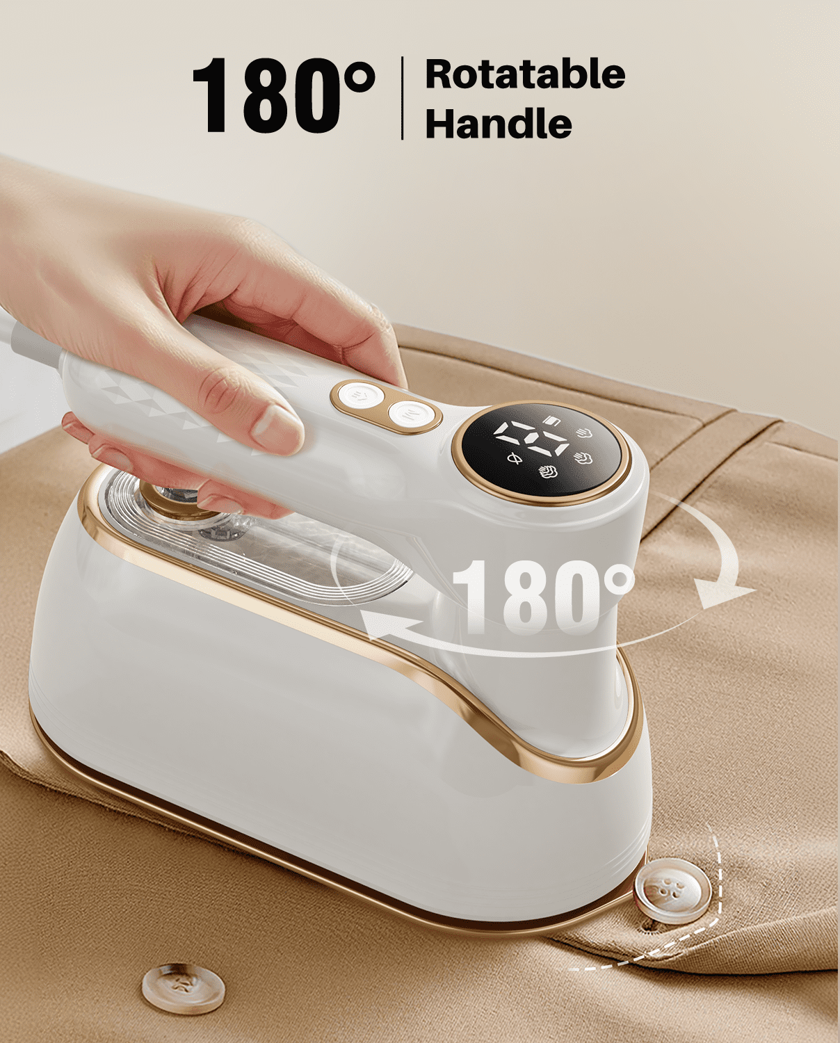 Travel Steamer Iron for Clothes, 1200W Portable Handheld Steamer Iron 4Mode with LCD Display 10s Fast Heating 180° Swivel Handle Powerful Wrinkle Remover, Garment Steamer for Home, Dorm