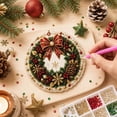 thumbnail image 3 of 6 Pcs Christmas Wooden Diamond Painting Ornament Kit,Round DIY Diamond Art Hanging Pendant Set with Pattern,Handmade Craft Supplies for Christmas Tree Decor,Holiday Family I, 3 of 6