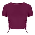 thumbnail image 5 of ZZwxWA Short Sleeve Square Neck Crop Top for Women Soft Workout Shirt Going Out Tops Sexy Slim Fitted Casual Base Layer, 5 of 5