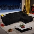 thumbnail image 3 of XIZZI 99.2" Modular Sectional Sofa, No Assembly, Luxe Cloud Boneless Couch with Starry Sparkle Velvet Fabric, High Density Foam & Pocket Springs, Right Chaise, Black, 3 of 11