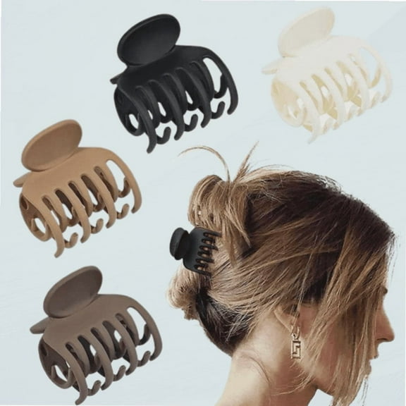 4 Pcs Small Hair Claw Clips for High Ponytail, 1.6 Inch Dark Colored Mini Hair Claws, Double Row Teeth Hair Clips Hair Accessories for women Girls Thin Hair