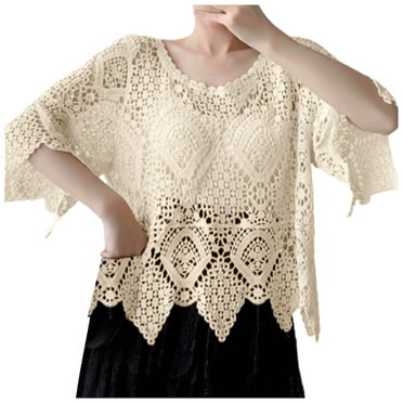 OJSFQUFP Womens Blouses Hollow Knitted Vest Women's Sweater Top Spring Summer Spring Autumn Basic Cute Going Out Tops Blouses for Women Business Casual Beige One Size