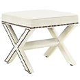 thumbnail image 2 of Modway Rivet Upholstered Velvet X-Base Ottoman With Nailhead Trim In Ivory, 2 of 3