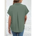 thumbnail image 3 of HOWCOME Womens Casual Short Sleeve Button Down Shirts Work Blouses with Pocket(Olive Green,XX-Large), 3 of 5
