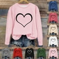 thumbnail image 5 of Women's Casual Crew Neck Graphic Sweatshirts Love Heart Print Long Sleeve Cute Tops Teens Girls Casual Spring T Shirts(Gray,S), 5 of 5