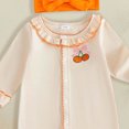 thumbnail image 4 of YDFCWXW Baby Girl Footie Romper Jumpsuit | Ruffle Long Sleeve Overalls, Frill Crewneck Coveralls, Embroidery Jumper Footies, Girls Clothes (Orange, 0-3 Months), 4 of 4