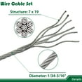 thumbnail image 3 of Shade Sail Hardware Kit with 50FT Cable Wire Rope for Rectangle Triangle Sunshade Installation, 3/16" Stainless Coated Cables for Garden String Light Hanging, Included 8 Pcs Clamps, 3 of 5