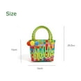 thumbnail image 3 of Deeyoung Handmade Pom Pom Beach Bag for Kids Handmade Pom Pom Knitted Tote Bag for Girls & Boys, Cute Boho Straw Bag for Pool, Travel, and Play, 3 of 5