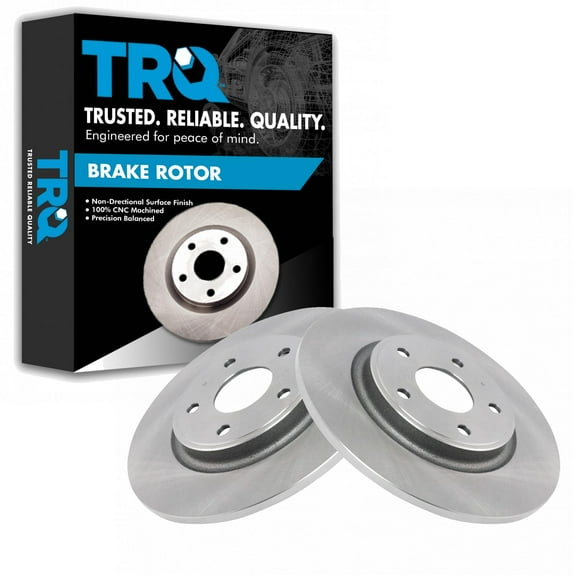 TRQ Rear Brake Rotors Set Solid Fits Select 2012-2016 Chrysler Town & Country 2011-2020 Dodge Grand Caravan 2012-2020 Journey 2012-2015 Ram C/V 2012-2014 Volkswagen Routan