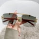 thumbnail image 4 of Gafas de sol con borde sin marco y diseño distintivo de leopardo con vetas de madera, gafas de sol con protección solar sin marco y doble haz, 4 of 6