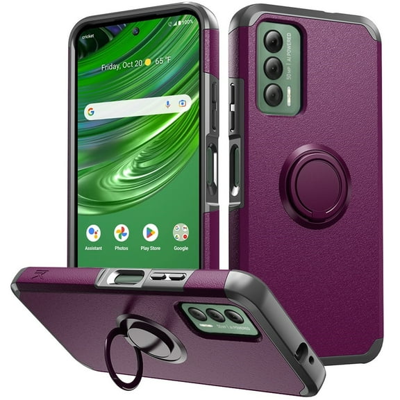 For at&t Jetmore Ring Kickstand Cellphone Cover Case - mkrng Purple