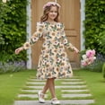 thumbnail image 3 of FKELYI Toddler Girl Long Sleeve Dresses Breathable A-Line Ruffle Trim Dress Butterfly Sunflower Print Soft Fall Outfits for Girls Patchwork Dresses, 11-12 Y, 3 of 6