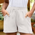 thumbnail image 5 of CPNG Girls Casual Shorts Elastic High Waist Shorts Solid Color Summer Comfy Loose Shorts with Pockets(White,4-5 Years), 5 of 9