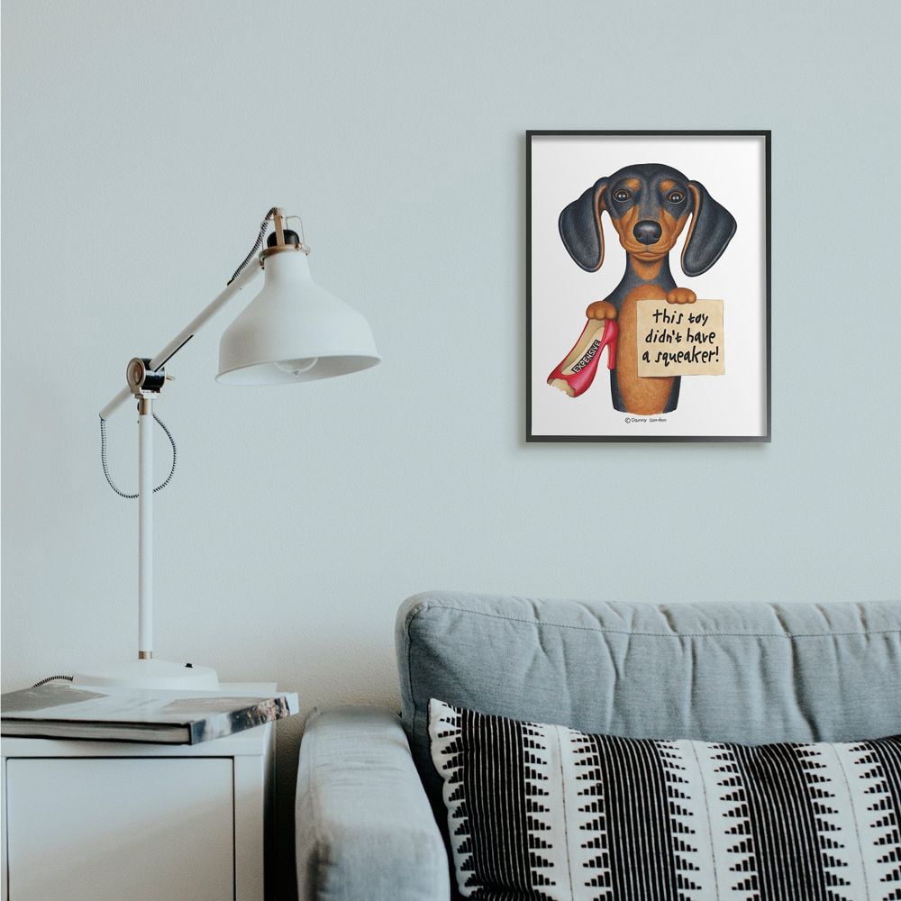 Stupell Industries Funny Dachshund Chewed Shoe Joke Family Pet Humor Designed by Danny Gordan