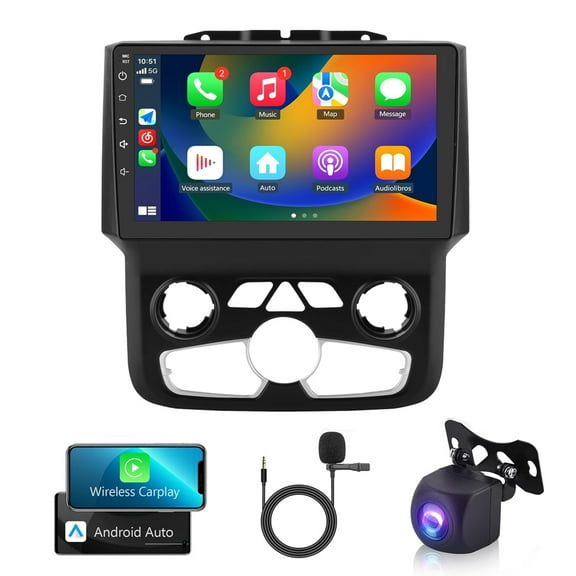 Android 13 Car Radio Stereo for 2013-2019 Dodge RAM 1500, 9" Car Multifunctional Player Support Carplay Android Auto GPS Navigation WIFI Bluetooth Rear Camera 2GB RAM 32GB ROM,AUTO AC Carplay