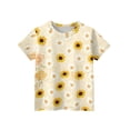 thumbnail image 3 of Abcomgle Girls Casual Tshirts Summer Short Sleeve Tshirt Daisy Sunflower Print Toddler T-Shirt Casual Crewneck Cotton Tops, 3 of 5
