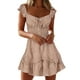 thumbnail image 1 of Vestido HUOGUO de manga corta de verano con estampado floral vintage para mujer, 1 of 5