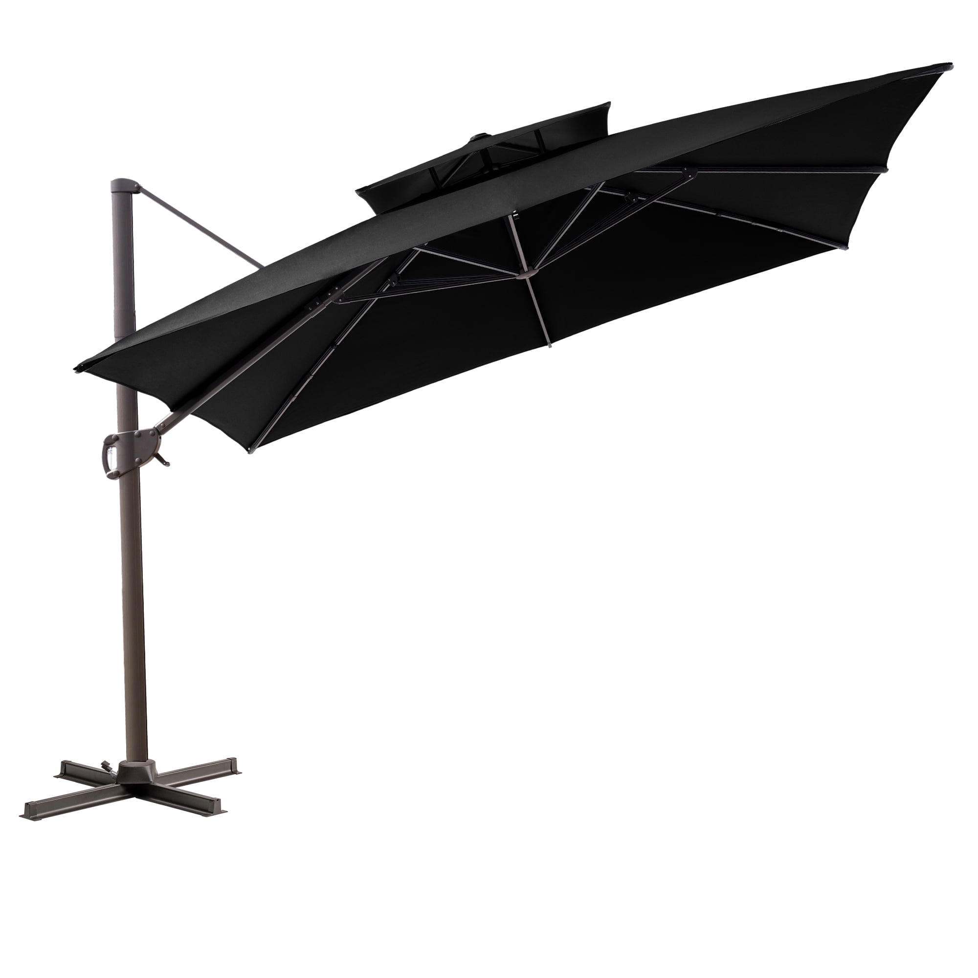 Pellebant 11 ft. x 11 ft. Square Double Top Patio Cantilever Umbrella, Black
