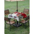 thumbnail image 3 of Outdoor Tablecloth with Umbrella Hole and Zipper, Red Gnomes Christmas Square Table Cloth 54x54 Inch Waterproof Tablecloth, Xmas Tree Snowflake Winter Holiday Picnic Table Cover for Patio Camping, 3 of 7
