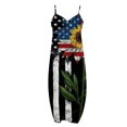 thumbnail image 4 of Vestido largo camisero con bolsillo para mujer con cuello en V estampado sin mangas a la moda para mujer Sexy del Día de la Independencia Pompotops ghjkhdj8562, 4 of 5