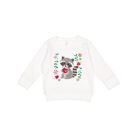 Inktastic Woodland Raccoon Spring Flowers Toddler Sweatshirt