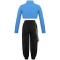 thumbnail image 2 of YIZYIF Girls Solid Color Long Sleeve Cropped T-Shirt with Sweatpants Dance Suit Outfit Hip Hop Dance Costume, 2 of 7