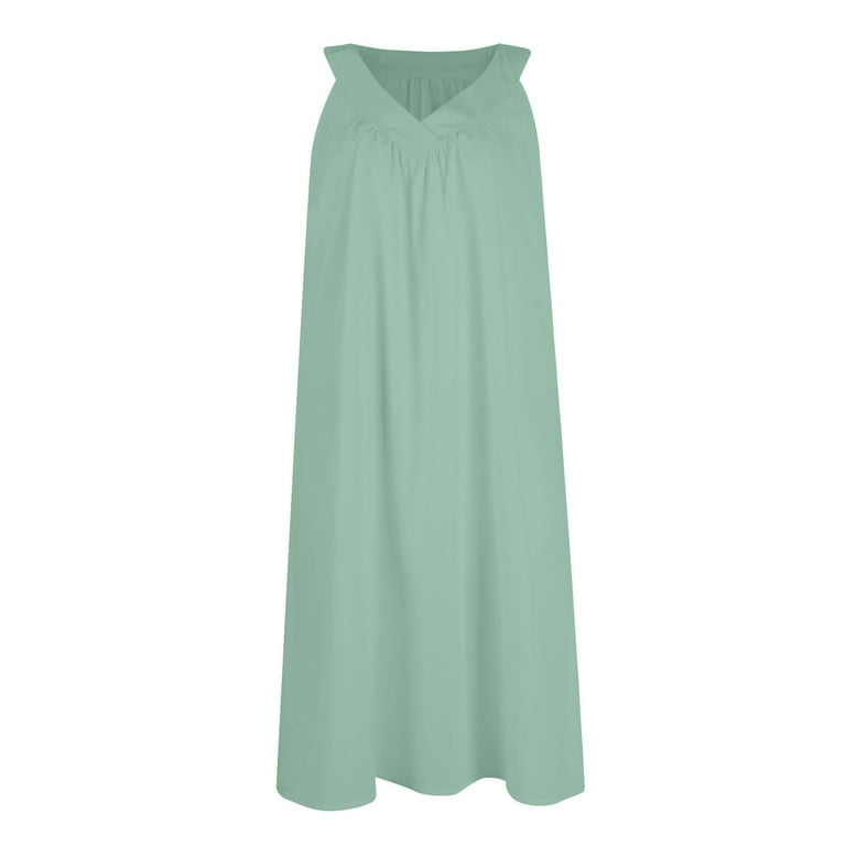 Casual Midi Dresses For Women Women Casual Nightgowns Sleeveless Soft Lightweight Sleep Dress Summer Comfy Pleated V-Neck Night Dresses Mint Green XL - Walmart.com Casual Midi Dresses For Women Women Casual Nightgowns Sleeveless Soft Lightweight Sleep Dress Summer Comfy Pleated V-Neck Night Dresses Mint Green XL - Walmart.com
