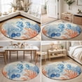 thumbnail image 4 of Small Round Rug 3Ft, Blue Red Seahorse Coastal Non-Slip Washable Circle Rugs Carpet, Summer Beach Coral Nautical Vintage Indoor Outdoor Rug Floor Mats Throw Runner for Bedroom Living Room Bathroom, 4 of 8