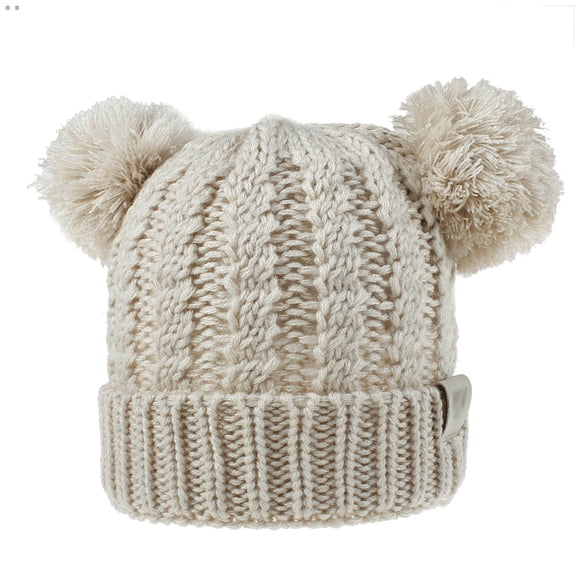 Qarigey Sombrero Pompones esponjosos Bolas Diseño de doble capa Sombrero Buena retención de calor Gran elasticidad Gorras para niños Beige Type3 NO3