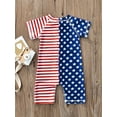 thumbnail image 4 of Qmyliery Children Baby Swimwear One Piece, Boy Independence Day Star Stripe Pattern Short Sleeve Zipper Front Bathing Suit, 4 of 8