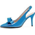 thumbnail image 2 of Women's Sexy Slingbacks Bow Stiletto Heels Closed Pointed Toe Pumps Bead Buckle Strap High Heels Dress Shoes, 2 of 12