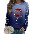 thumbnail image 2 of asdoklhq Christmas Clearance under $5, Christmas Gifts for Women Women's Christmas Fashion Print Long-sleeved Tops Hoodless Sweatshirts Bloues, 2 of 3
