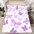 thumbnail image 2 of Homewish Chic Butterflies Twin Sheet Sets,Cartoon Polka Dot Twin Fitted Sheet,Purple White Flat Sheet For Girls Kids,Microfiber Bedroom Decor,3pcs, 2 of 7