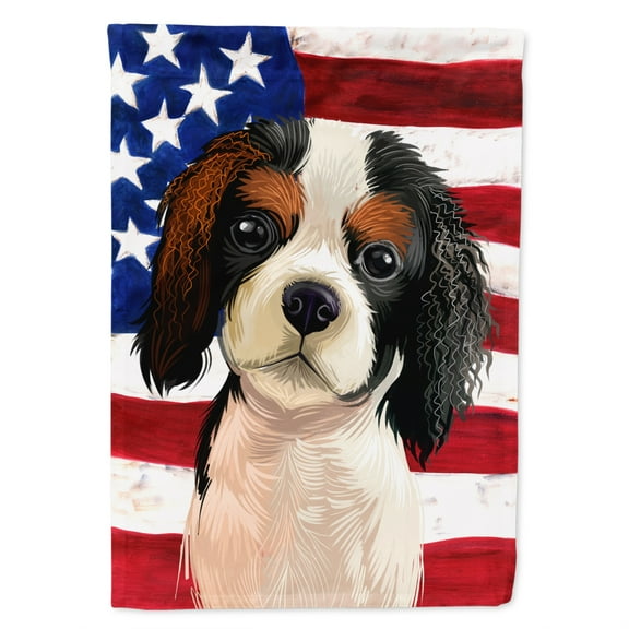 Cavalier Spaniel American Flag Flag Canvas House Size