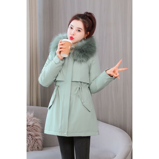 Chaqueta de algodón para mujer, chaqueta de algodón de plumón grueso y cálido de moda para mujer, chaqueta de algodón de longitud media a larga para mujer, ropa de abrigo para mujer
