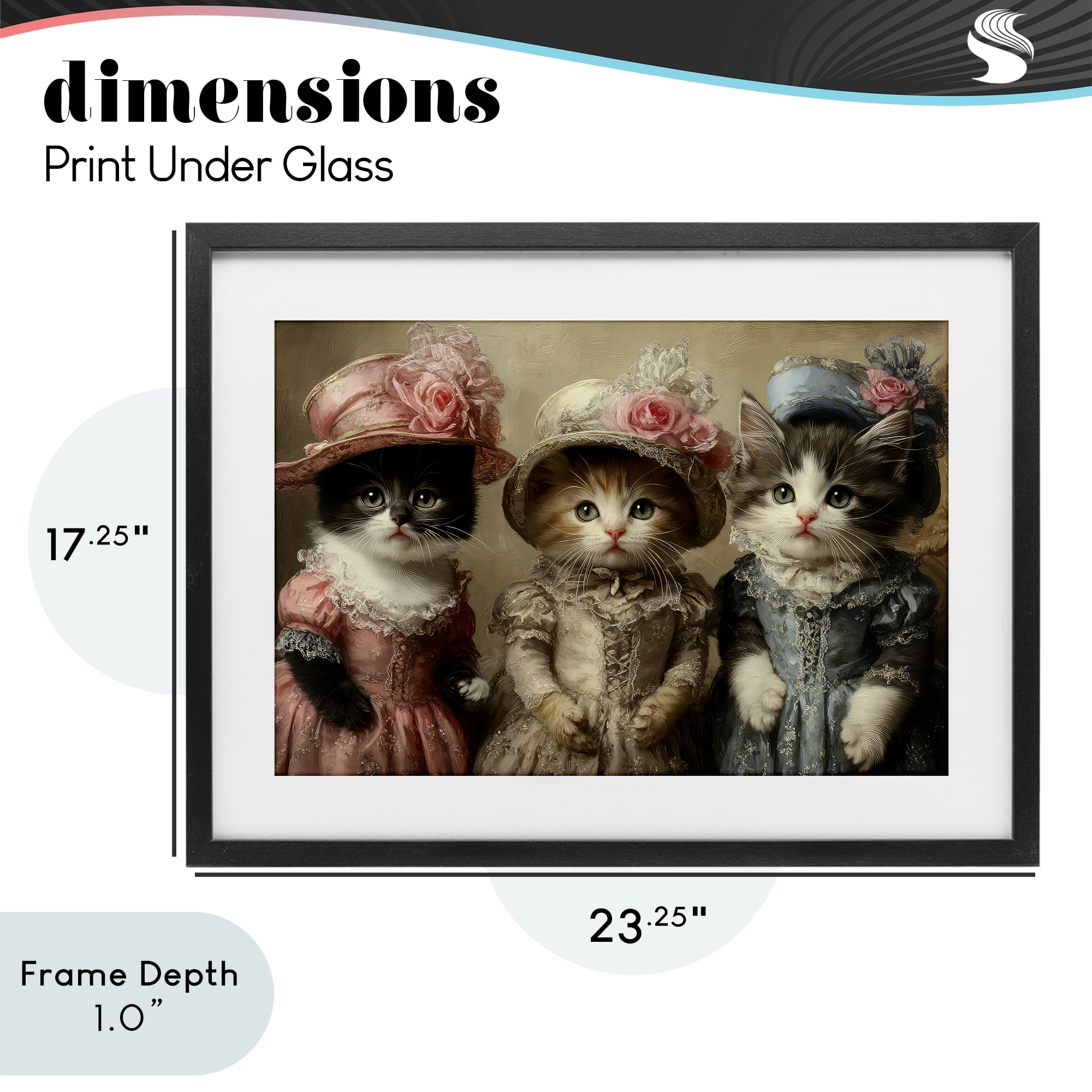 Stupell Industries Vintage Dress Cats Black Framed Print Under Glass, design by The Wands Want