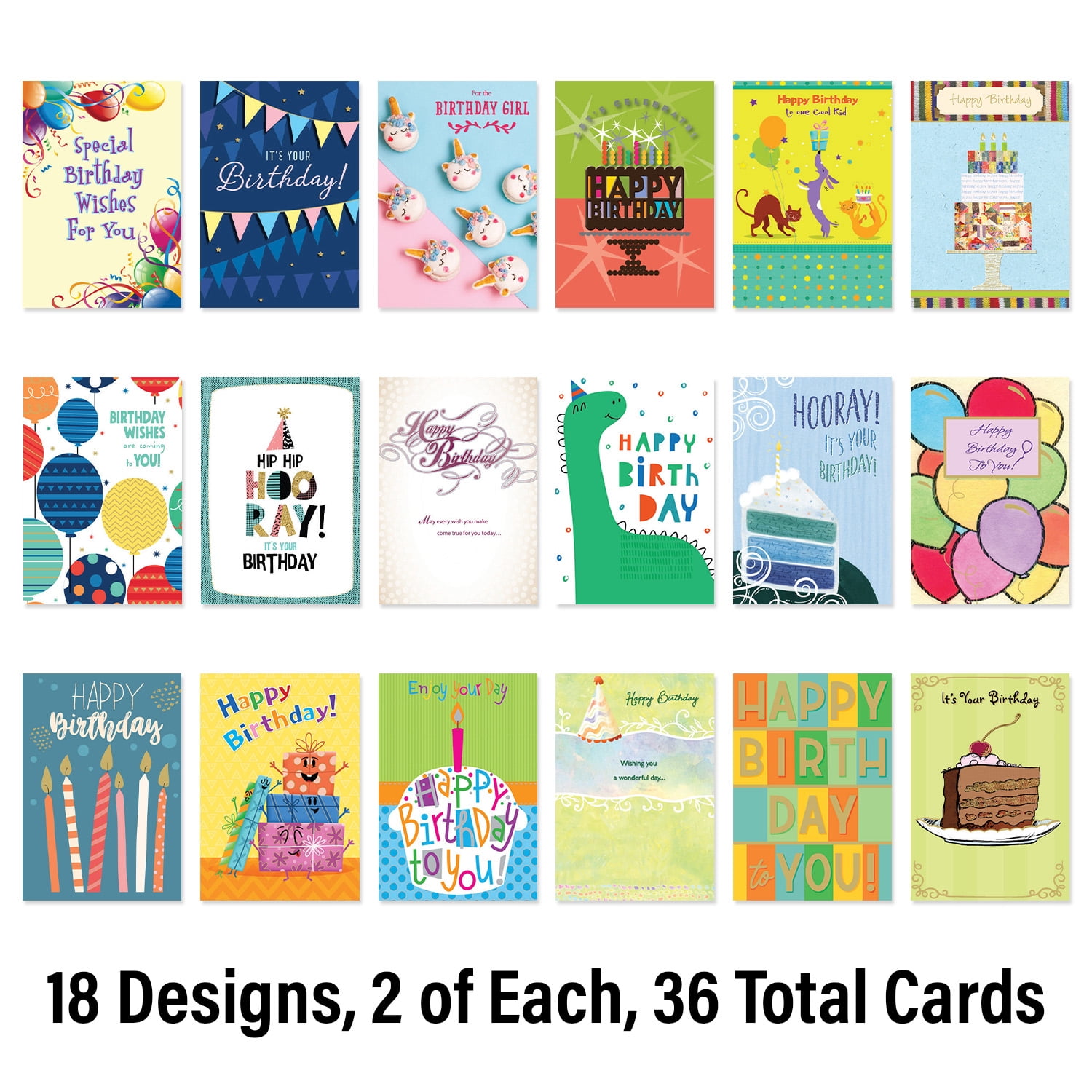 Designer Papers Birthday Greeting Card Assortment with Organizer Box (36 Cards with Envelopes) Sparks of Joy
