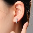thumbnail image 6 of Leander Hoop Earrings for Women - Silver Chunky Huggie Earrings Pink & Green 5A+Cubic Zirconia Cartilage Earrings Jewelry For Women, 6 of 6