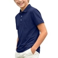 thumbnail image 2 of Mooqilaa Boys Polo Shirts with Collar, Casual Basic Short Sleeve School Uniform Kids Summer Tops Navy Size 11-12 T, 2 of 5