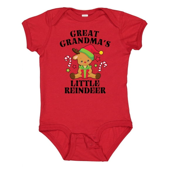 Inktastic Christmas Great Grandma's Little Reindeer with Candy Canes Boys or Girls Baby Bodysuit