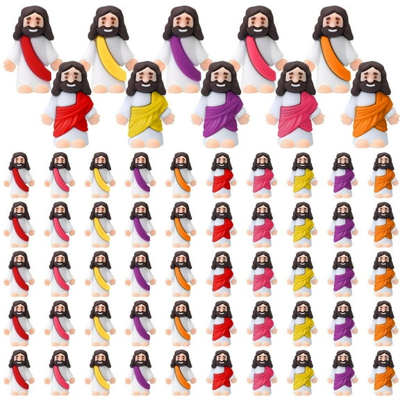 50 Pcs Little Jesus Figures Jesus Toys Figurines to Hide and Seek Religious Party Favors for Church Sunday School Easter Egg Stuffers