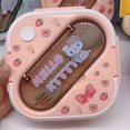 thumbnail image 3 of Sanrio Plastic Lunch Box Bring Cutlery Cartoon Kuromi Cinnamoroll Kitty Pompompurin Divided Bento Box Microwaveable Gift, 3 of 5