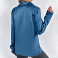 thumbnail image 4 of Vestido blusa de satén con cuello en V para mujer tallas grandes - Top túnica informal de manga larga - Conjunto de color liso para primavera y otoño - Tallas S-XL, 4 of 8