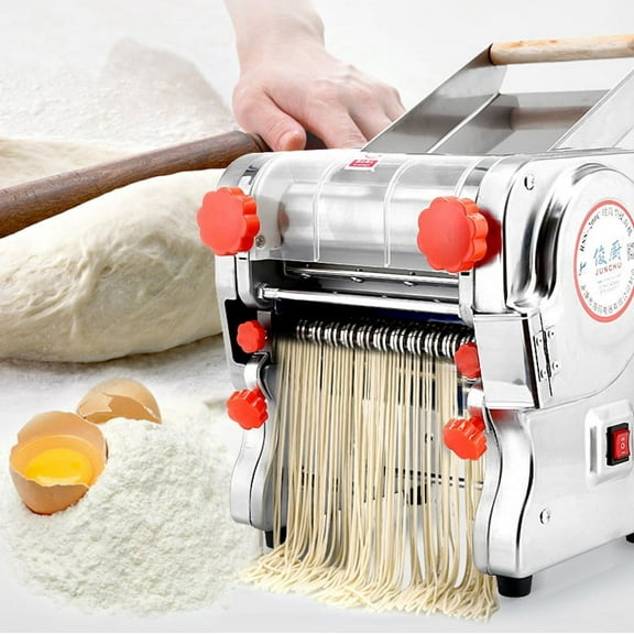 110V Stainless Steel Electric Noodle Making Pasta Maker, Commercial Dough Roller Noodle Cutting Machine (Dough Width 22cm, Noodle Width 2mm/6mm)